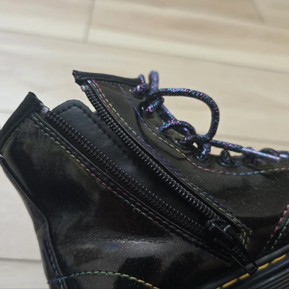 Dr. Martens Junior 1460 Sparkle Rays Lace Up Boots in Black